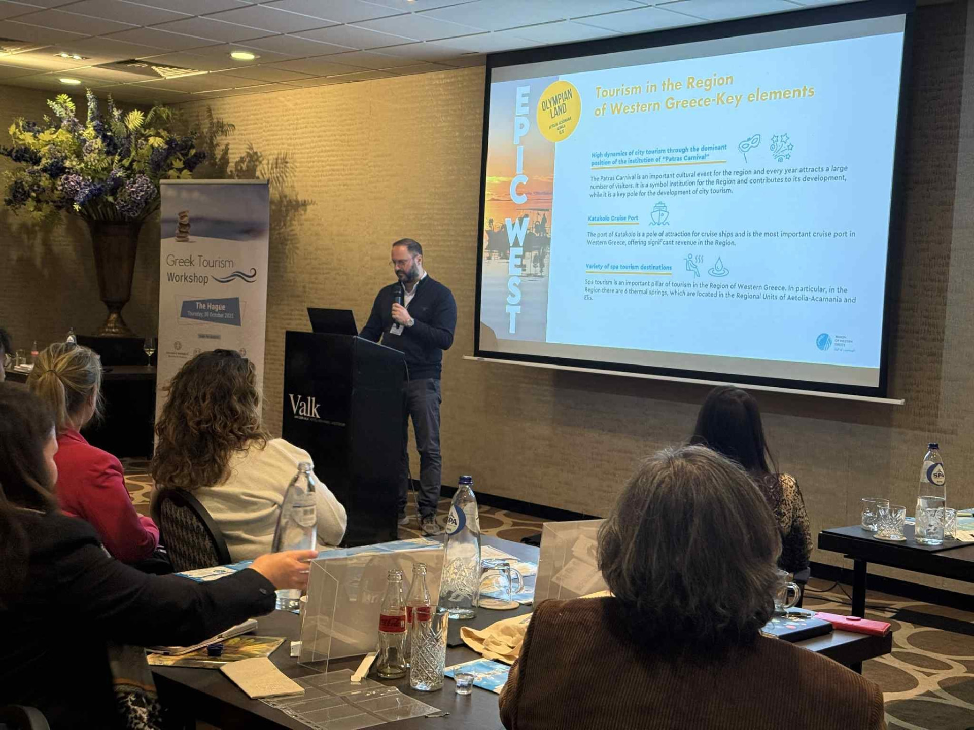 Lavrentios Vasileiadis presenting tourism in Western Greece at the Greek Tourism Workshop in The Hague